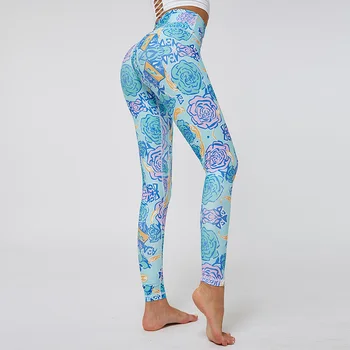 

Spring Autumn Comfortable Printing Trousers Sports Pants Slim Fit Elastic Outdoor Running Workout High Waist Casual Female