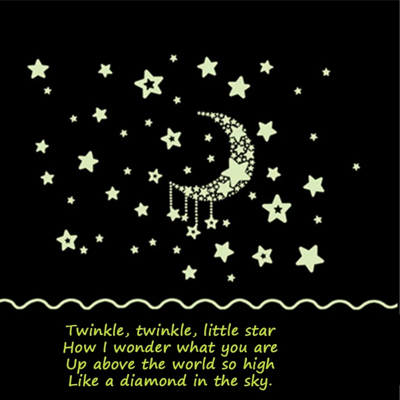 

Glass Decor Wall Stickers Starry Romantic Stars Luminous Stickers Bedroom one way film Removable Glowing moon