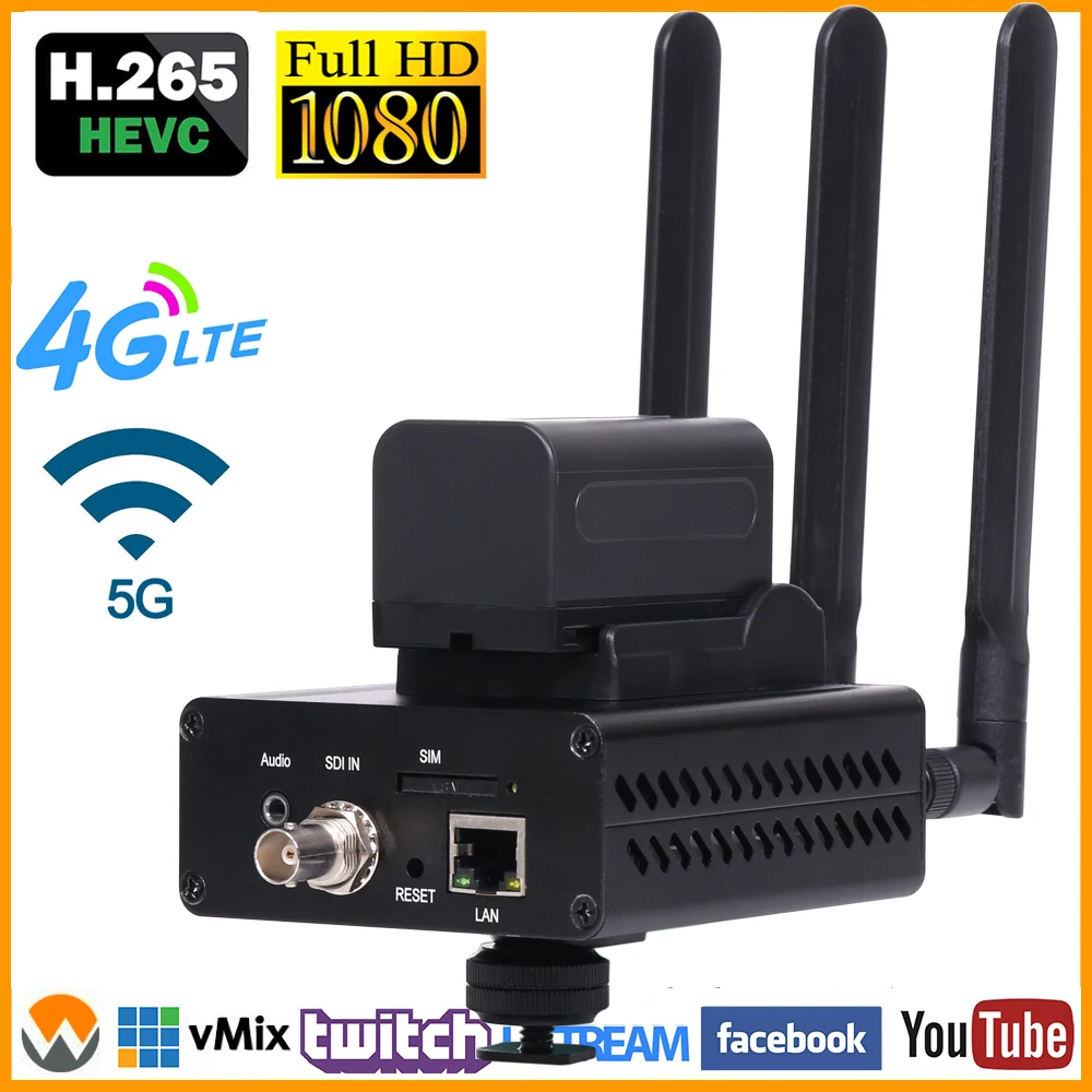 3g 4G LTE SD HD 3g SDI к IP кодировщик H.265 HD-SDI 3G-SDI к RTMP RTMPS Передатчик датчик для прямой передачи