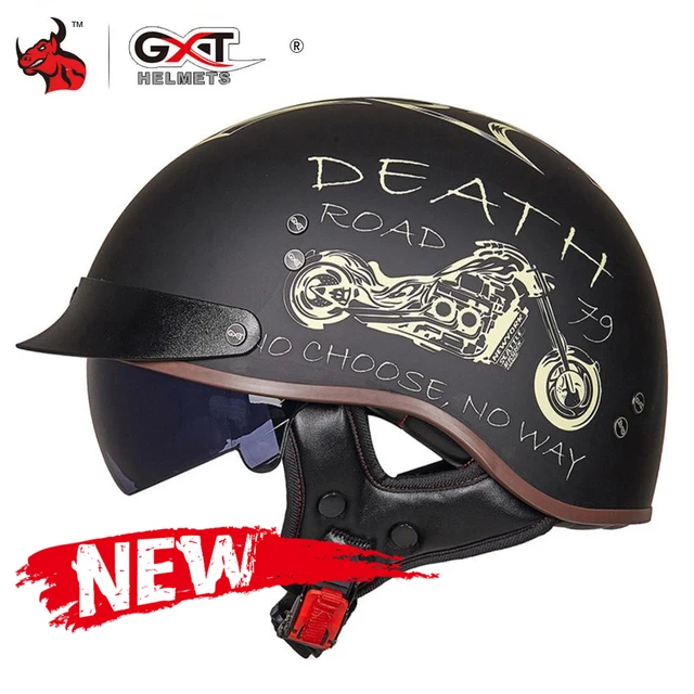 US $38.20 GXT DOT Certification Retro Motorcycle Helmet Moto Helmet Scooter Vintage Half Face Biker Motorbike
