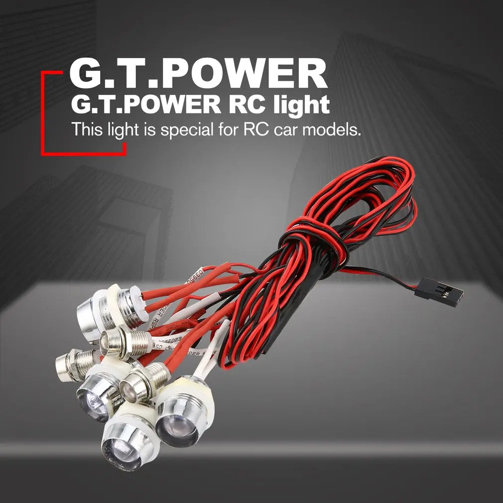 G.T.POWER L8 LED Red White Ultra Bright Light Wire Lamp Line for RC Car Off-road Crawler Model Parts Accessories Component