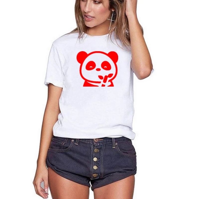 

100% Cotton Plus Size XS-2XL Women T Shirt 2020 Summer Lovely Panda Printed Female Tee Woman Tops Short Sleeve Lady T-Shirt