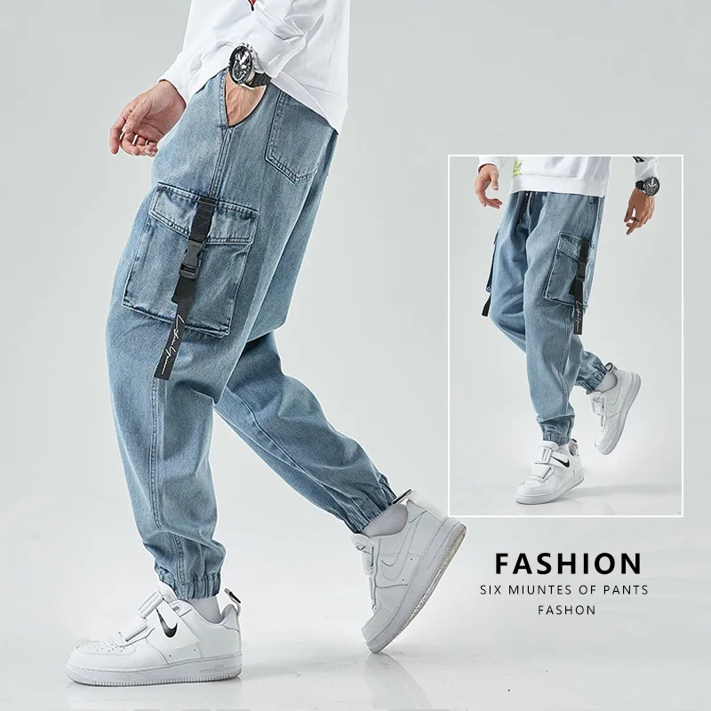 Flash Sale Jeans Trousers Joggers Pants Baggy Ankle-Harajuku Streetwear Hip-Hop Japanese Cargo Denim ABVL35D5