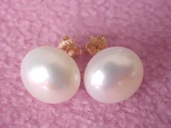 

wholesale A Pair Of Natural 10-11mm South Sea White Pearl Earrings 14K/20 Gold Stud