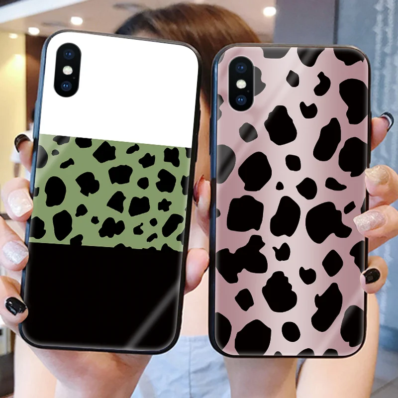 

Fashion Leopard Tempered Glass Case For iPhone X 7 Plus 8 6 6s S Fundas For Apple iPhone 10 Xs Max XR Protective Case Back Cover