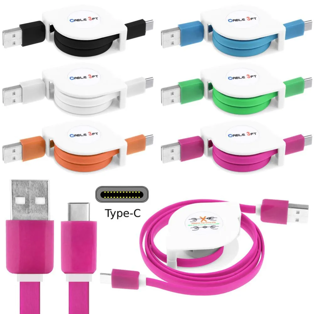 1 м USB 3,1 Type-C выдвижной кабель для быстрой зарядки для samsung зарядный провод для huawei мобильного телефона