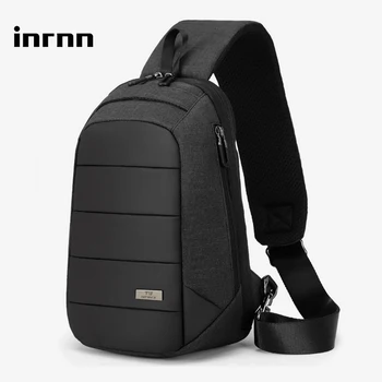 

inrnn Waterproof Crossbody Bags Men Casual Business Sling Bag Male USB Charging Chest Bag High Quality Shoulder Messenger Bag