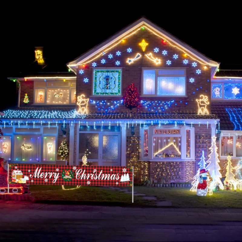 

Merry Christmas Banner Christmas Decorations for Home Outdoor Banner Flag Pulling Xmas Party Decor Supplies