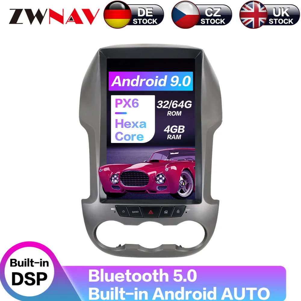 Clearance Android 9 64+4G Tesla With DSP Carplay Car Multimedia Player Stereo For Ford Ranger F250 2011-2016 Auto Radio GPS Navigation 0