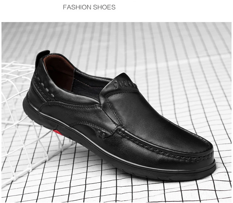new fashion men's shoes casual genuine leather male slip on loafers black brown lace up shoe man flat driving shoes for men
