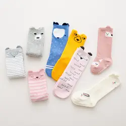 Для новорожденных гольфы носки для маленького мальчика/девочки Нескользящие с милым рисунком кота лисы гетры для новорожденных Детские