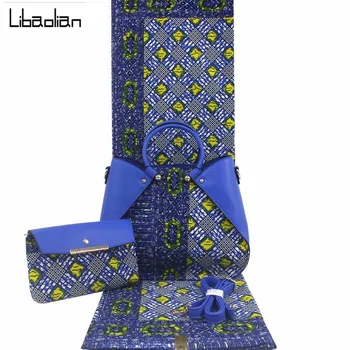 

African Bag and 6 yards african fabric High Quality Tradition Ankara Bag african real Dutch Wax Prints for HandmadeWoman Bag F12