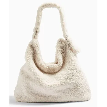 

Casual soft wool Plush women Shoulder bags Designer Large Capacity Women Handbags Ladies Big Totes white hobos Shopping Bag