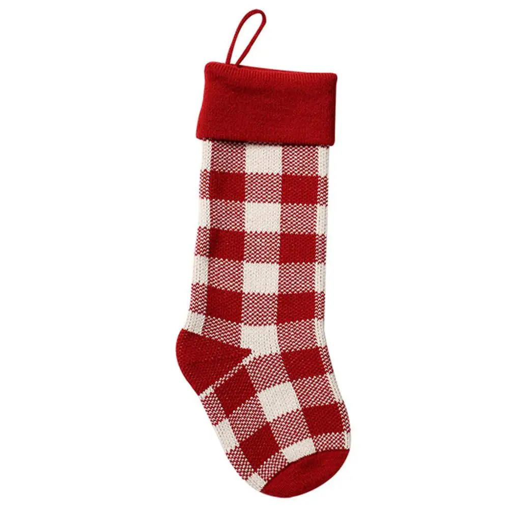 Christmas bags Рождественский мешок для конфет; детские подарочные декоративные носки; вязаные носки в клетку; Подарочный мешок для конфет; украшения для рождественской елки; saco navidad 30N11 - Цвет: Christmas bags