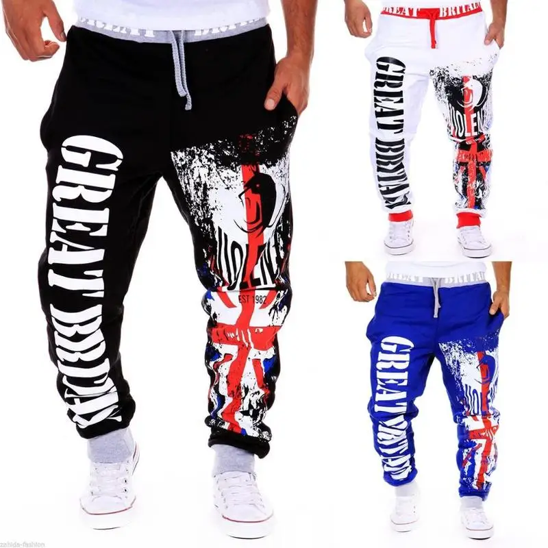 Harém dos Homens Calças com Cordão Elástico na Cintura Calças de Trilha dos Homens Zoogaa Calças Carta Impresso Hop Baggy Casuais Joggers Sweatpants Hip