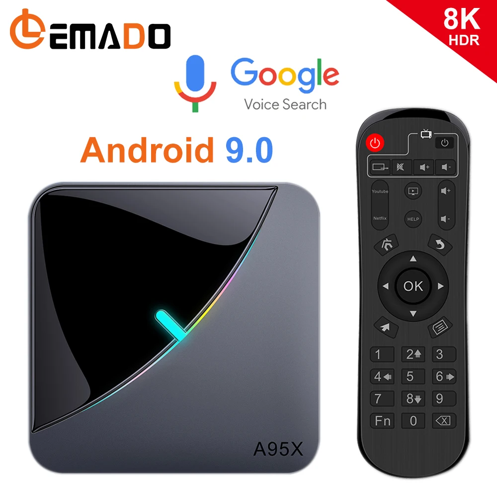 LEMADO A95XF3 ТВ приставка Android 9 0 Amlogic S905X3 4K голосовой помощник Google 4 ГБ ОЗУ 64 Гб ПЗУ 5G wifi