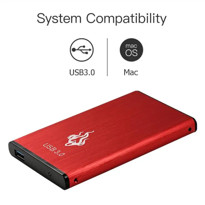 Красный 2,5 дюйма 2 ТБ/1 ТБ/500 Гб USB3.0 внешний жесткий диск SATA III устройство хранения памяти HDD для портативных ПК Внешние жесткие диски