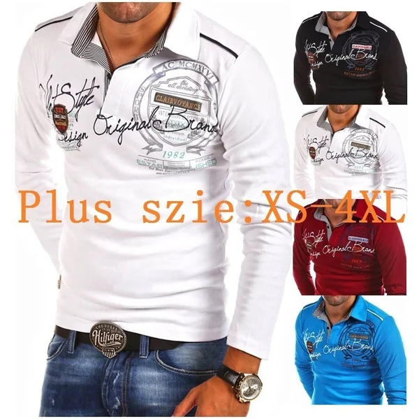 Zogaa Мужская рубашка поло с длинным рукавом плюс размер S-4XL с надписью Slim Fit повседневные мужские рубашки модные топы футболки поло мужские