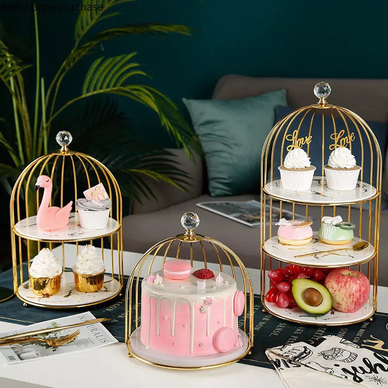 Cage A Oiseaux En Fer Support A Gateaux En Ceramique Decoration De Table A Dessert Plateau A Plusieurs Niveaux Support A The Et A Collation Aliexpress