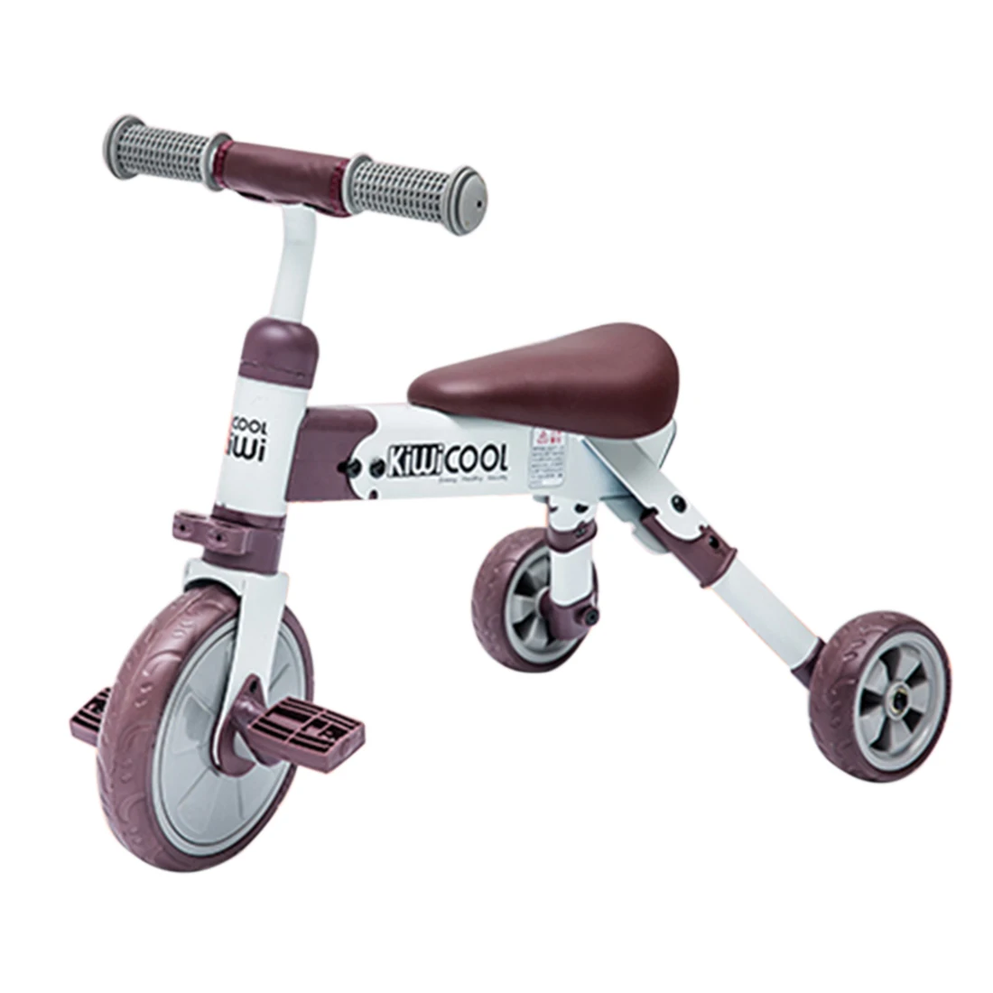 

2-In-1 Kids Tricycles Folding Lightweight Trike For 1-6 Years Old - Brown