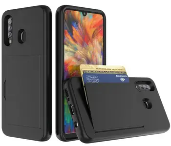 

200pcs/lot 2 in 1 TPU+PC Anti-shock Detachable Card Holder Armour Case For Huawei Y6 2019 Y7 2019 Y9 2019 Y7 Prime 2019