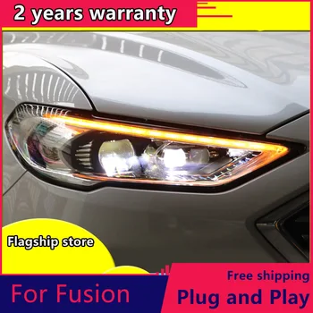 

car accessories for Ford Mondeo LED 2016-2018 Headlight for New Fusion Head Lamp Dynamic turn signal LED DRL Bi-Xenon HID
