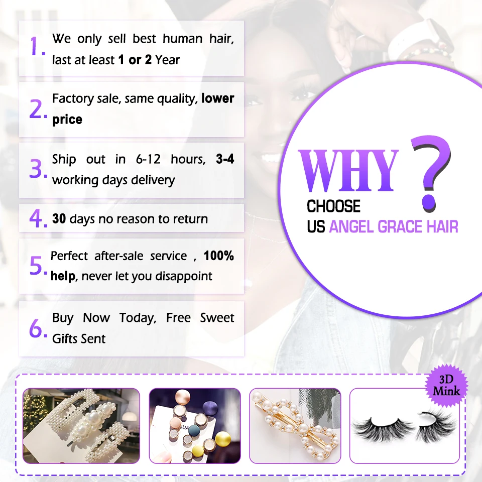 Angel Grace Hair Brazilian Loose Wave Hair Bundles 4 Pcs 100% Human Bundles Natural Color Remy Extensions 10-28 Inch