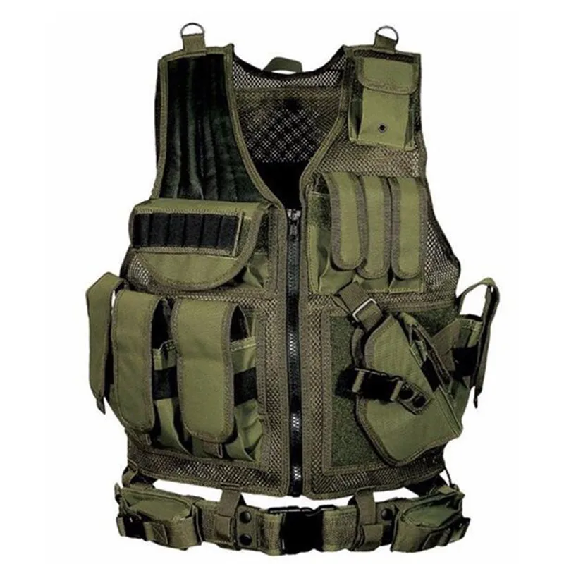 

Camouflage Military Tactical Vest Paintball Molle Hunting Vest Assault Shooting Hunting Plate Carrier With Holster