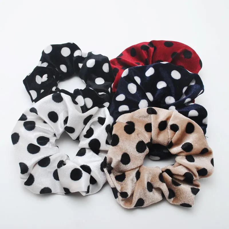 

New Women Hair Scrunchies Dot Velvet Ponytail Hair Holder Ladies Elastic Hair Bands Girls Hair Accessories Gift Hair Tie