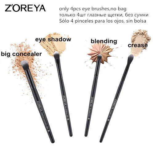 4pcs eye brush ZOREYA набор кистей для макияжа 4/12 шт. кисти для макияжа пудра Румяна Тени для век смешивания кисти - Handle Color: 4pcs eye brush