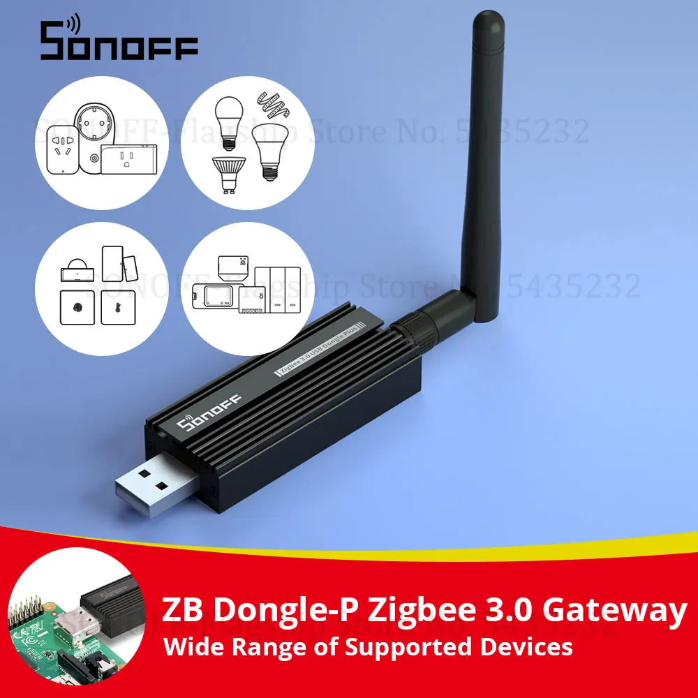 SONOFF Zigbee 3.0 USB Dongle Plus Gateway,Universal Zigbee USB Gateway with  Antenna for Home Assistant, IoBroker, Wireless Zigbee 3.0 USB Adapter(2