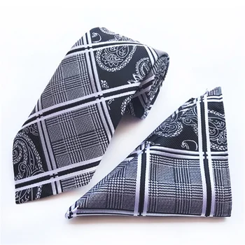 

New Fashion Striped Plaid Men's Tie Grey Classic Neck Ties Leisure Business Wedding High Quality 8cm Silk Necktie