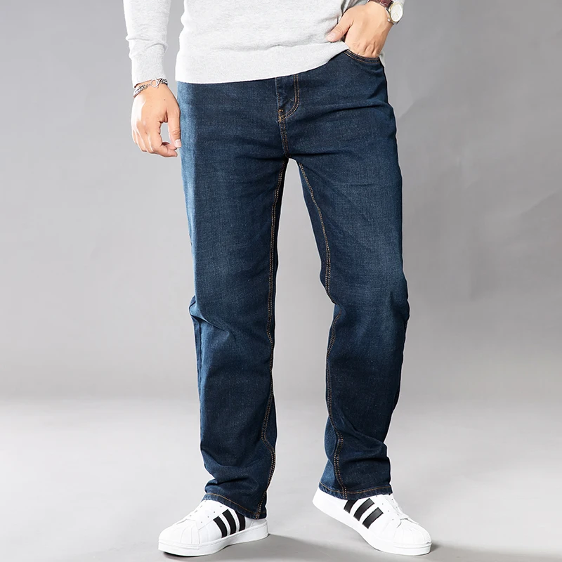 Size 42 44 46 48 large size men's jeans 2020 classic stretch wide leg pants loose fat legs increase straight streetwear jeans