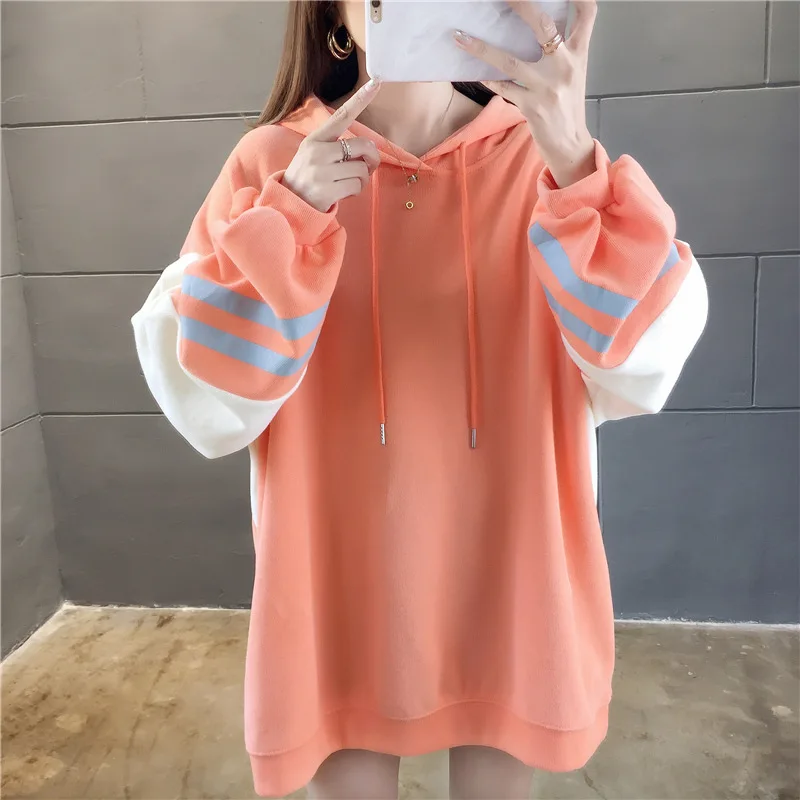  Lantern Sleeve Women Pullover Sweatshirt Autumn Winter Soft Loose Orange Hoodies Sweatshirts 2019 C