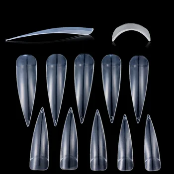 

500pcs Nail Tips Long Shape Clear Half Cover False Nail Art Tips for Nail Salon and DIY Nail Art