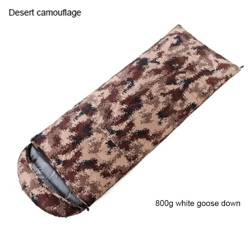Desert 800g Fill Уличная спальная Сумка для кемпинга утолщенная ультра-легкая камуфляжная пуховая спальный мешок с гусиным пухом двойной спальный мешок - Цвет: Desert 800g Fill