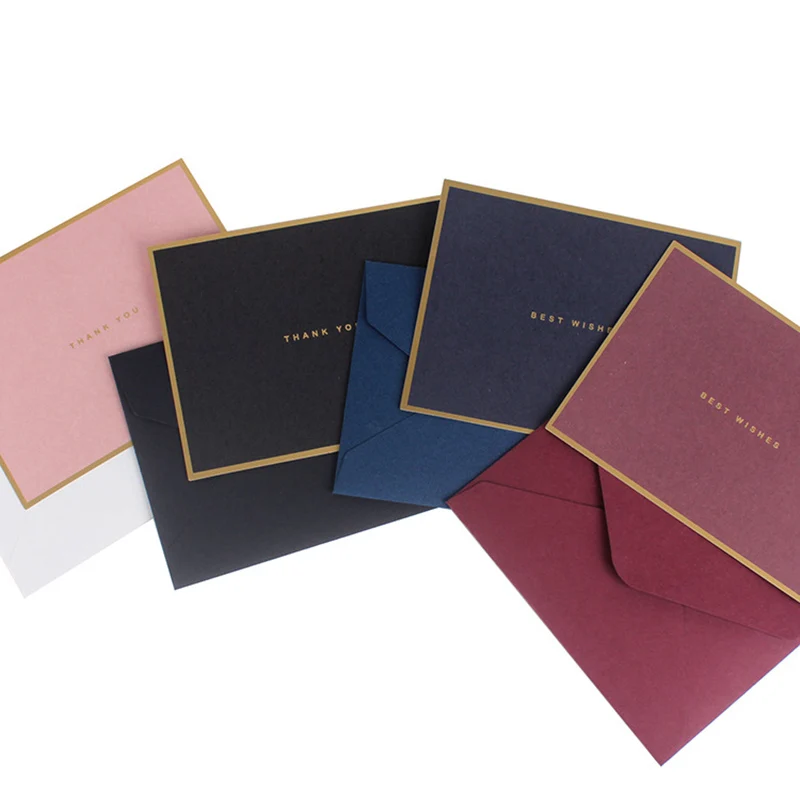  10pcs (Card + envelope) Bronzing greeting card invitation Wedding thanks birthday card paper gift w - 4.00028E+12