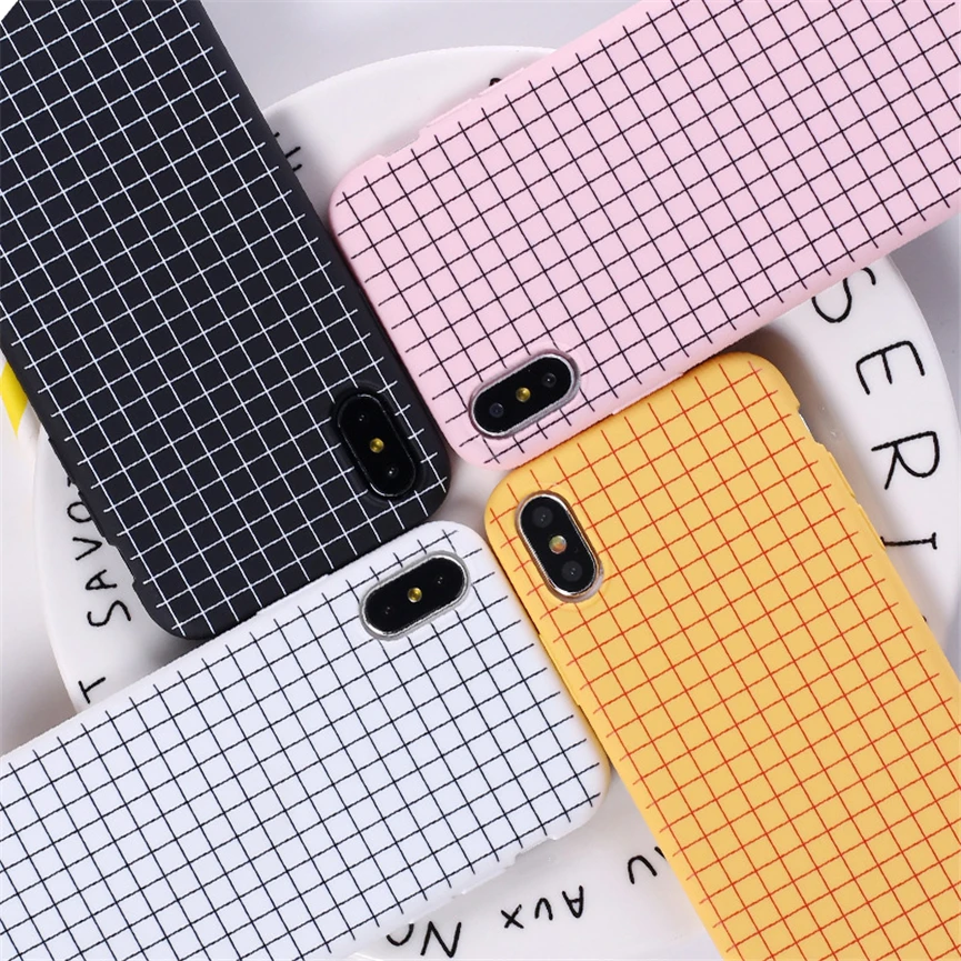

Luxury vintage black and white plaid phone case for iPhone 6 6S 7 8 Plus fashion silicone case For iPhone 5 SE X XS Max XR Cover