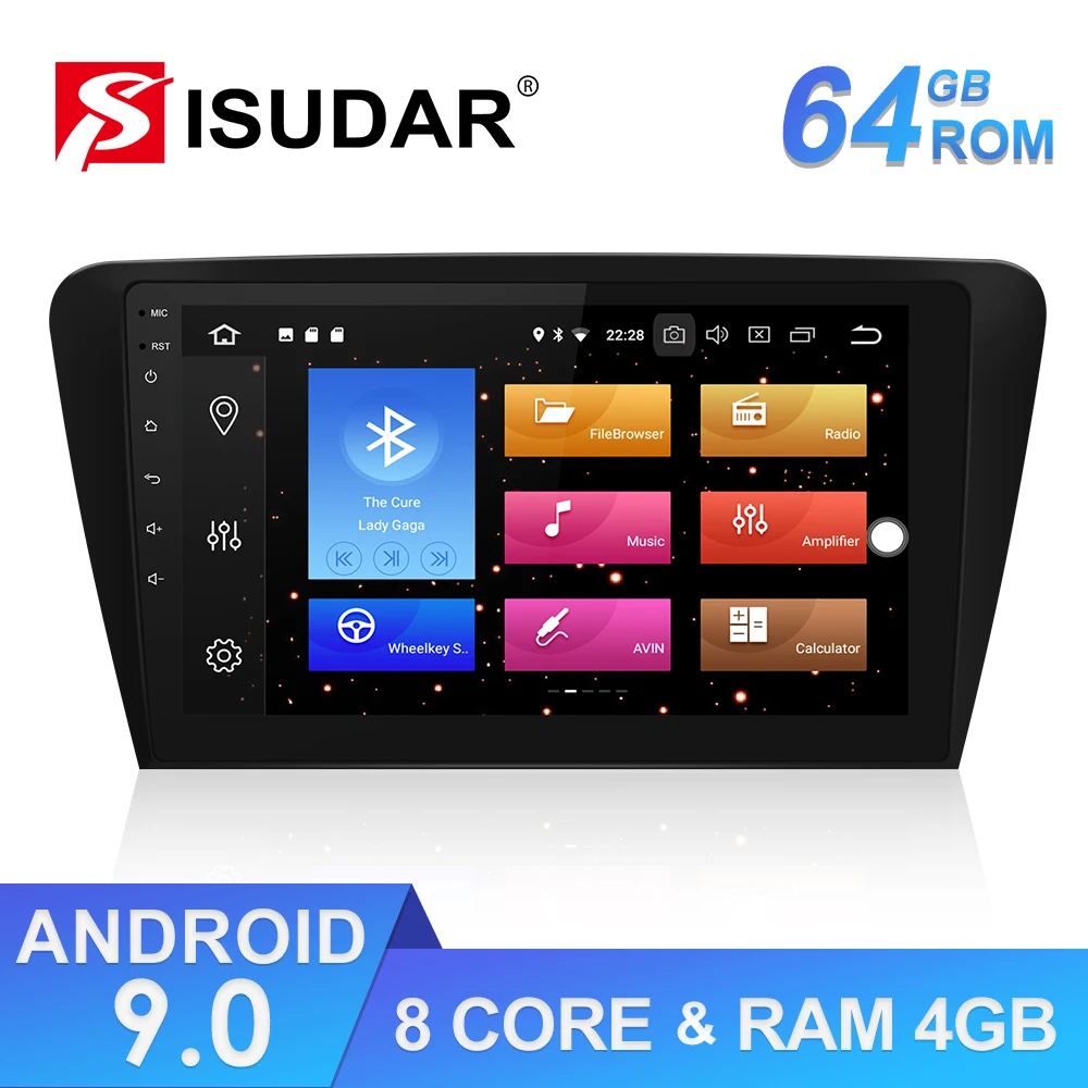 Isudar 1 Din Auto Radio Android 9 Für Skoda/Octavia 2014-Octa-core RAM 4G ROM 64G auto Multimedia V
