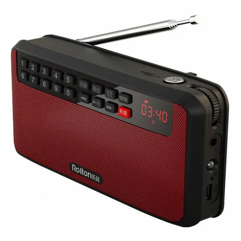 Rolton T60 Stereo Fm Radio Receiver Headset TF Card USB LED Light 2.1 Sound Track Portable Mini Music MP3 Player Elderly Radio. |