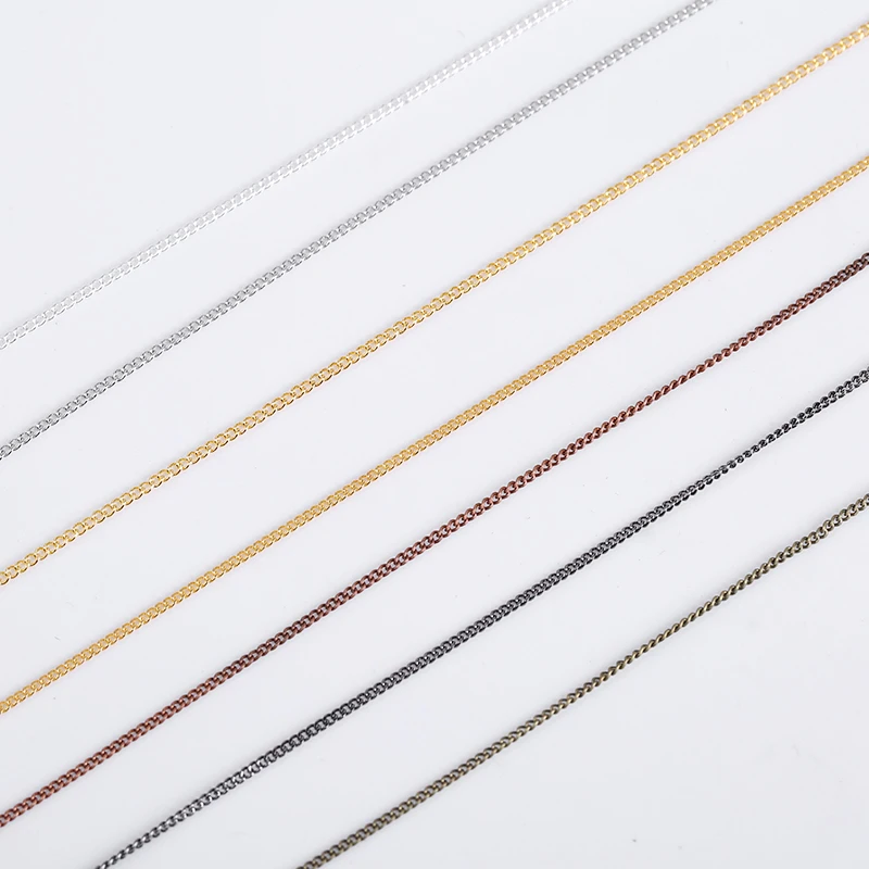 

Wholesale 5m/ Lot Oval Alloy Necklace Encryption Chain Width 1.3 / 1.6 / 2.5 mm DIY Jewelry Necklace Accessories