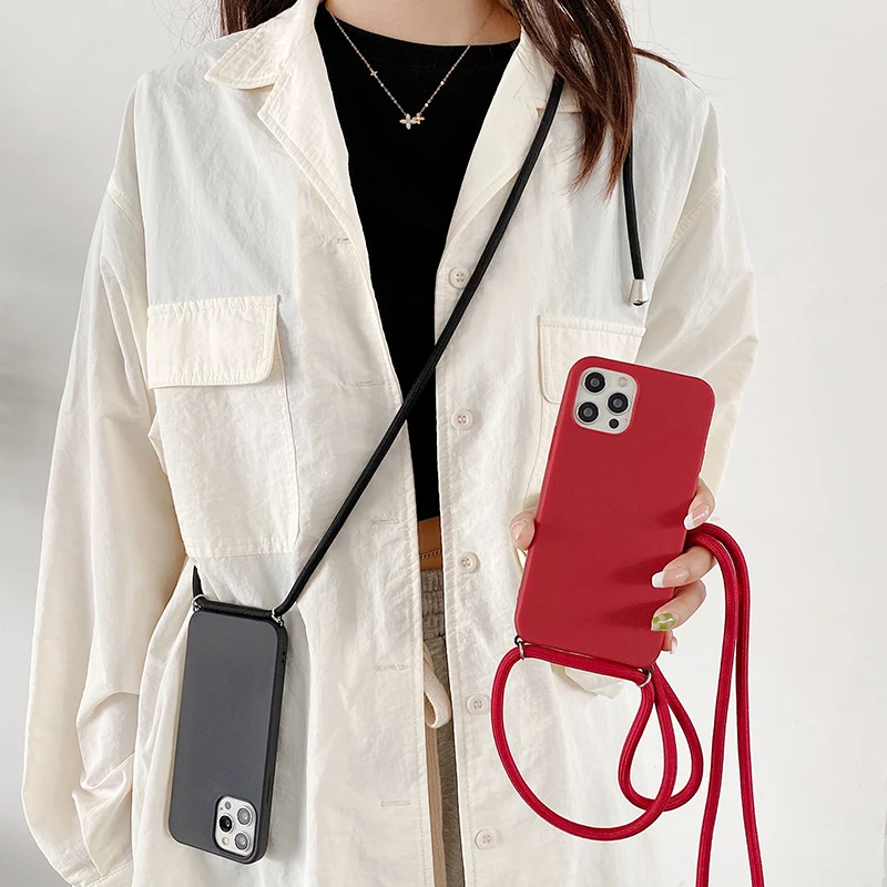 Soft Silicone Phone Case For Oneplus 9RT 5G 8 7T 6 7 Pro Bumper 1+9R 1+9 1+8T Crossbody Lanyard Rope Strap Cover | Мобильные