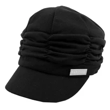 Для женщин и девушек модный дизайн драпировка слоев бини ребра шляпа козырек кепки FFH010BLK черный