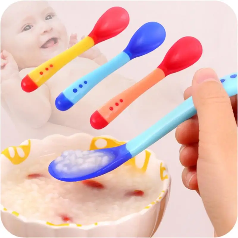 Silicone Spoon 1 PC Temperature Sensing Spoon Kids Boys Girls Baby Silicone Spoon Fork Feeding Baby Spoons Toddler Flatware Dropshipping