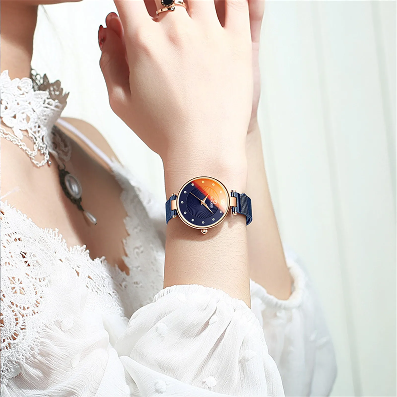 

Fashion New Ladies Wrist Watch Colorful Luster Wristwatch Stainless Steel Female Quartz Watch For Women Clock Relogio Feminino