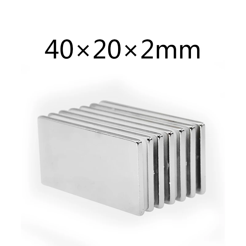 

10/50/100 pcs 40mm x 20mm x 2mm Strong Neodymium magnet Rare Earth Magnet 40*20*2 mm Nickel magnet metal