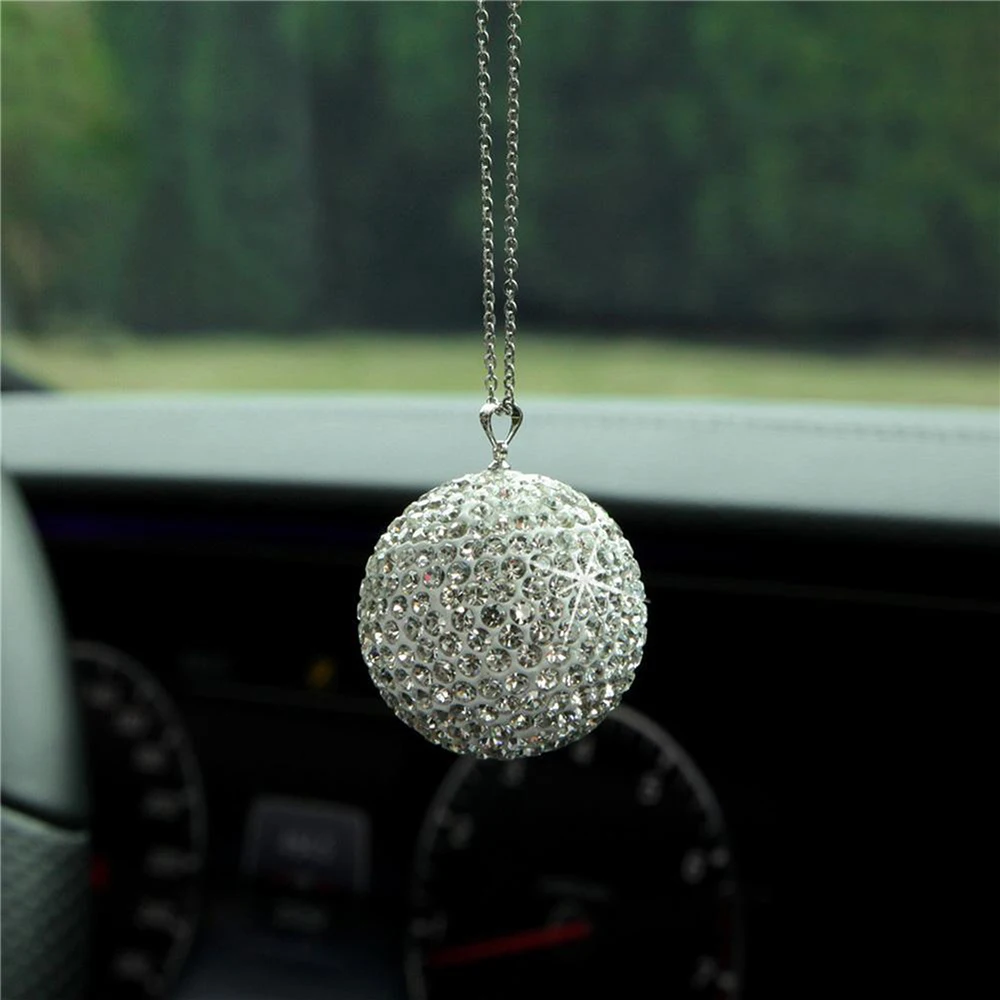 

Crystal Ball Car Pendant Bling Bling Diamond Decoration Creative Auto Rear View Mirror Ornament Hanging Ornaments Accessories
