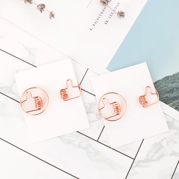 

20pcs/box Electroplated Rose Gold Mini Paper Clips Creative Thumb Clip Metal Office Paperclips Metal Paper Clips Bookmark