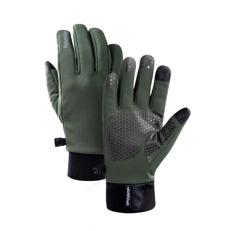 Army green Naturehike мужские и женские легкие водонепроницаемые зимние лыжные перчатки, перчатки для бега в холодную погоду, перчатки для велоспорта с сенсорным экраном, походные перчатки - Цвет: Army green