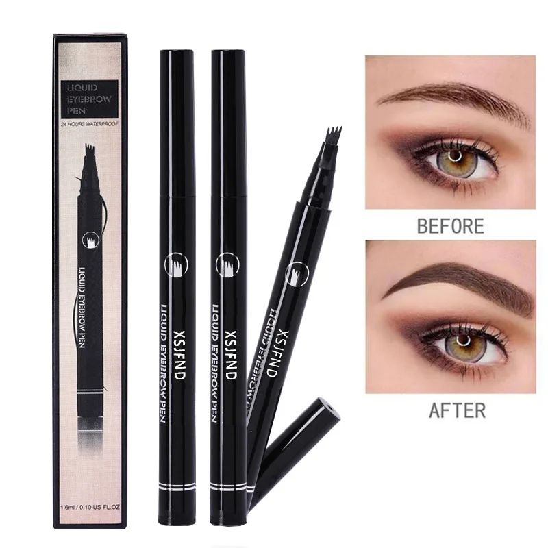 

5 Colors Eyebrow Pen Waterproof 4 Fork Tip Eyebrow Pencil Cosmetic Long Lasting Natural Dark Brown Liquid Eye Brown Pencil